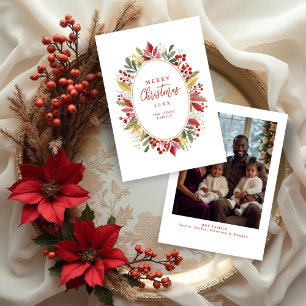 Tarjeta Festiva Classic Traditional Christmas Botanical Oval Frame