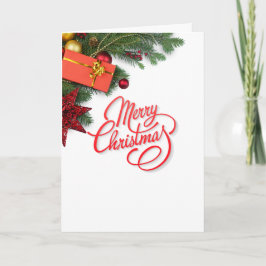 Tarjeta Festiva Classic Traditional Red & Green- Elegant Christmas