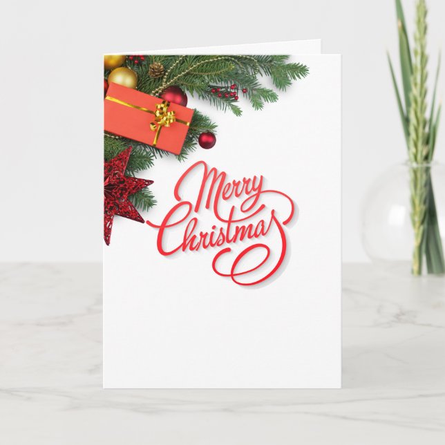 Tarjeta Festiva Classic Traditional Red & Green- Elegant Christmas (Anverso)