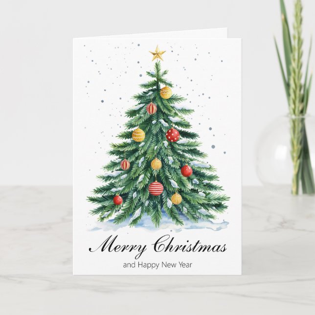 Tarjeta Festiva Classic Tree Merry Christmas Greeting Card (Anverso)