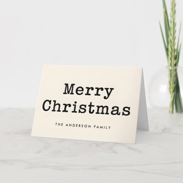 Tarjeta Festiva Classic Typewriter Script Merry Christmas (Anverso)