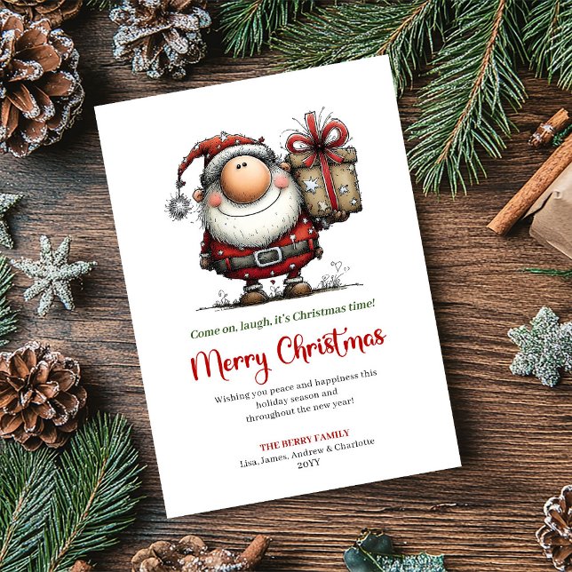 Tarjeta Festiva Classic Watercolor Santa Whimsical Christmas Card (Classic Watercolor Santa Whimsical Christmas Card)
