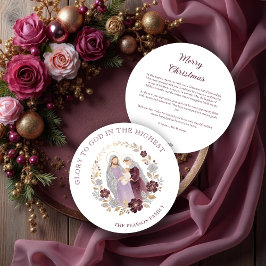 Tarjeta Festiva Classy Deep Plum Glitter Holy Nativity Christmas