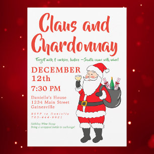 Tarjeta Festiva Claus Chardonnay Fiesta de Navidades nocturnos de 