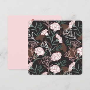 Tarjeta Festiva Claveles rosados delicados con flores de hojas ver