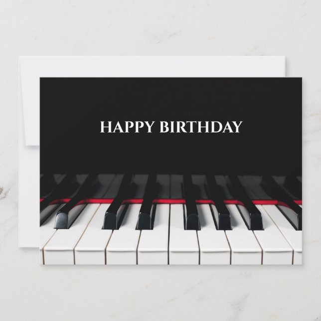 Tarjeta Festiva Claves de piano negro para feliz cumpleaños (Anverso)