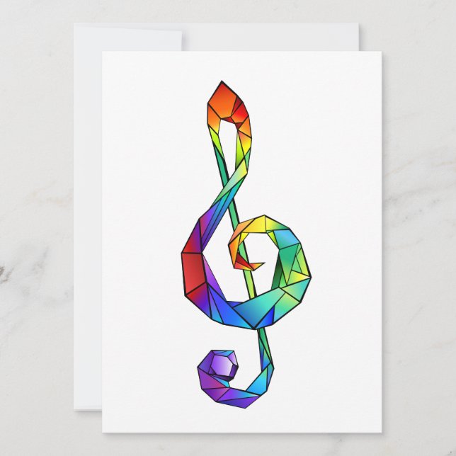 Tarjeta Festiva Clef de clave musical arcoiris (Anverso)