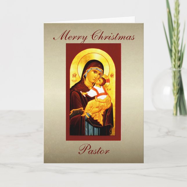 Tarjeta Festiva Clérigo Merry Personalizado pastor navideño (Anverso)