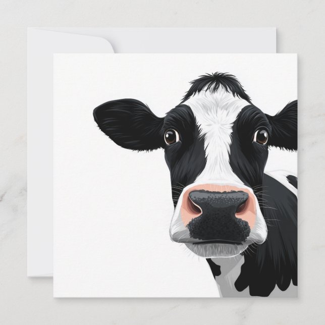 Tarjeta Festiva Close-Up Cow Curiosity (Anverso)
