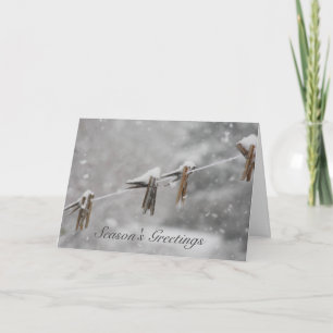 Tarjeta Festiva Clothespins nevados