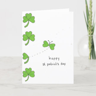 Tarjeta Festiva Clover Butterfly St. Patrick's Day Folding Card