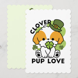 Tarjeta Festiva Clover Pup Love – Diseño de perro para el día de S