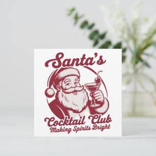 Tarjeta Festiva Club de cócteles de Santa divertido cóctel navideñ