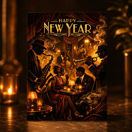 Tarjeta Festiva Club de Jazz de los Felices Años Veinte Año Nuevo
