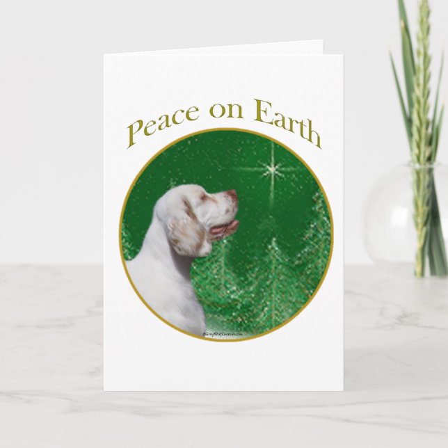 Tarjeta Festiva Clumber Spaniel Peace (Anverso)