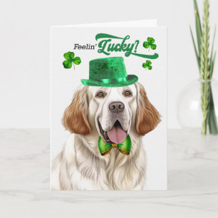 Tarjeta Festiva Clumber Spaniel Perro Afortunado Día de San Patric