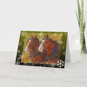 Tarjeta Festiva Clydesdale Draft Horse Holiday Card