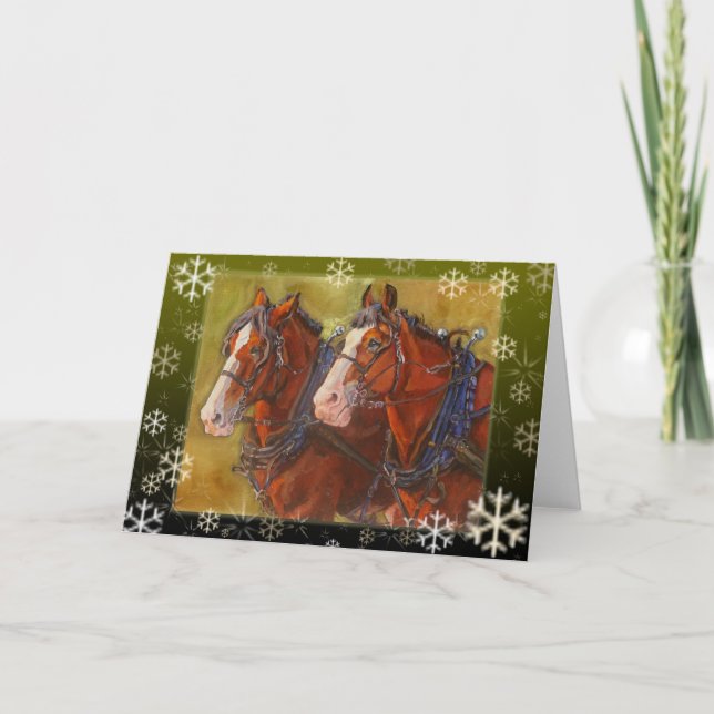 Tarjeta Festiva Clydesdale Draft Horse Holiday Card (Anverso)