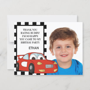 Tarjeta Festiva Coche de Carreras Rojo Foto en Blanco y Negro Cump