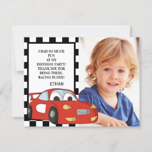Tarjeta Festiva Coche de Carreras Rojo Foto en Blanco y Negro Cump