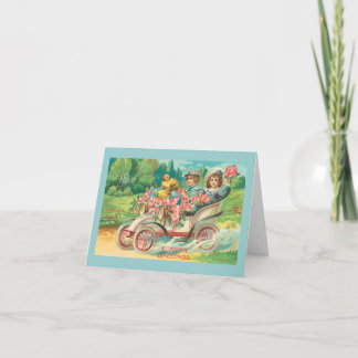 Tarjeta Festiva Coche de motor del vintage de los saludos de