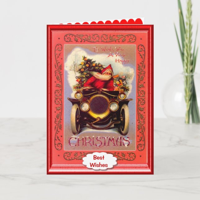 Tarjeta Festiva Coche del veterano de Santa (Anverso)