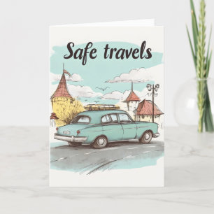 Tarjeta Festiva Coche Retro Viajes Seguros