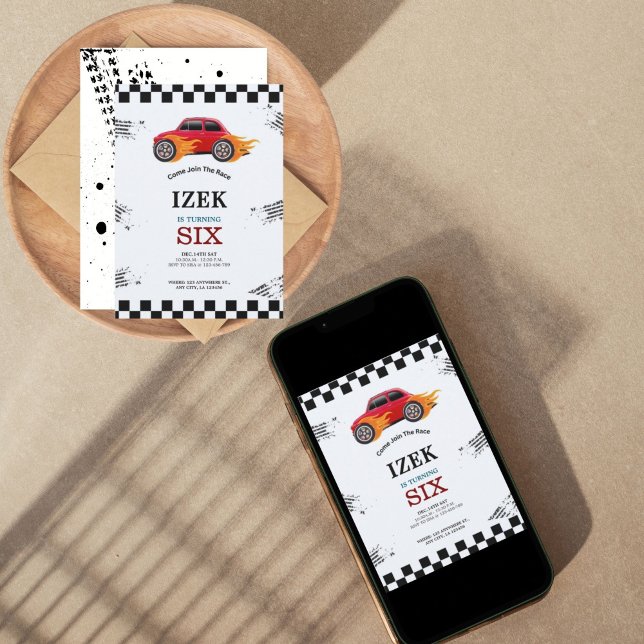 Tarjeta Festiva Coches (Race Car Birthday Party)