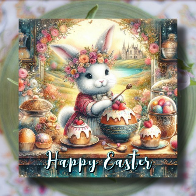 Tarjeta Festiva Cocina Cute Country Kitchen Conejo de Pascua (Subido por el creador)