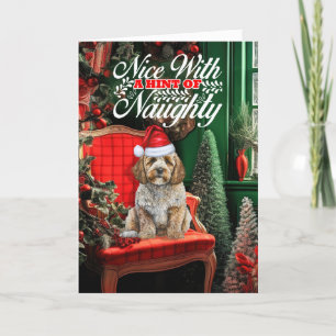 Tarjeta Festiva Cockapoo Santa Navidades Dog Naughty Nice