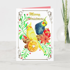 Tarjeta Festiva Cockatiel Mistletoe