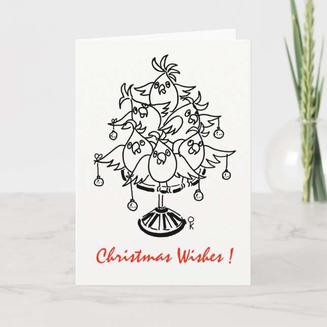 Tarjeta Festiva Cockatoos - Deseos de los Navidades (Anverso)