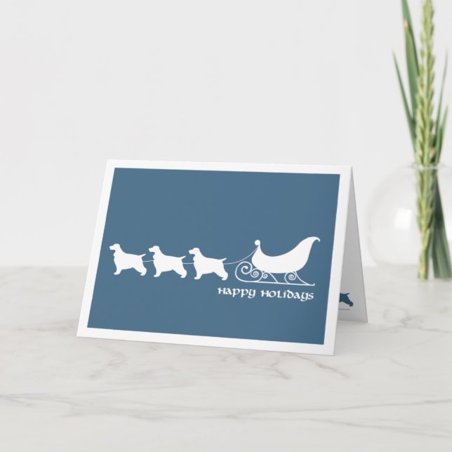 Tarjeta Festiva Cocker ingleses que tiran del trineo de Santa (Anverso)