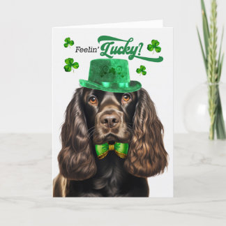 Tarjeta Festiva Cocker marrón Perro español afortunado Día de San