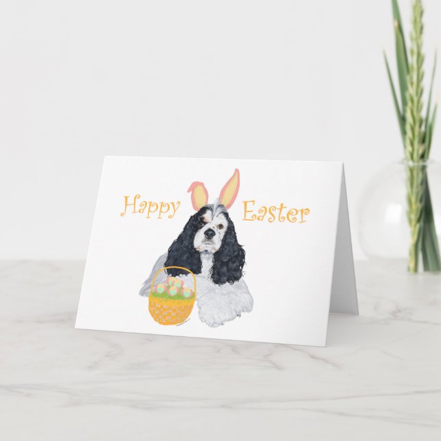 Tarjeta Festiva Cocker Spaniel Americano Pascua (Anverso)