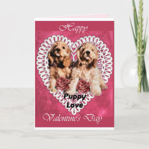 Tarjeta Festiva Cocker Spaniel Cuppies Valentines