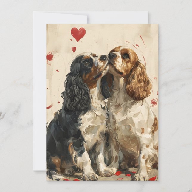 Tarjeta Festiva Cocker spaniel  Día de San Valentín (Anverso)
