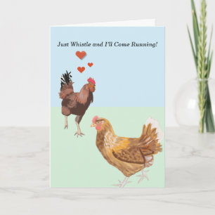 Tarjeta Festiva Cockerel y pollo de San Valentín