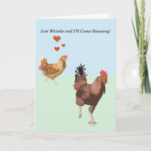 Tarjeta Festiva Cockerel y pollo de San Valentín