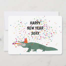 Tarjeta Festiva Cocodrilo lagarto - Animales Feliz Año Nuevo