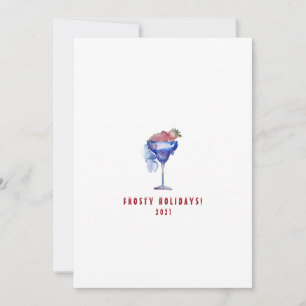 Tarjeta Festiva Cóctel Minimalista de Frosty Holidays
