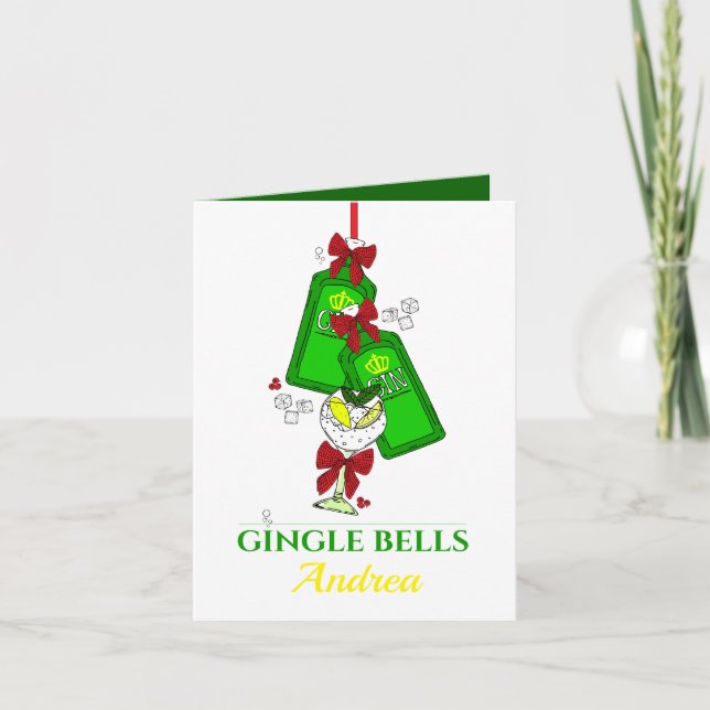 Tarjeta Festiva Cócteles de Gingle Bells Gin Lover Navidades (Anverso)