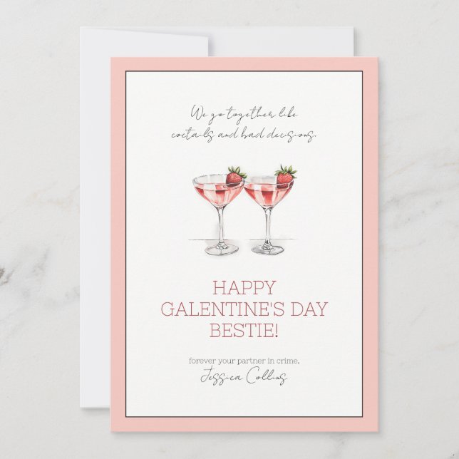 Tarjeta Festiva Cócteles deliciosos del día de Galentine (Anverso)