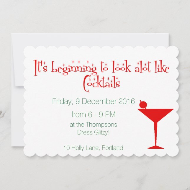 Tarjeta Festiva Cócteles estilo retro de los años 50 (Anverso)