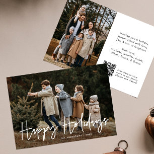 Tarjeta Festiva Código QR de Felices Fiestas con Letra a Mano 2 Fo