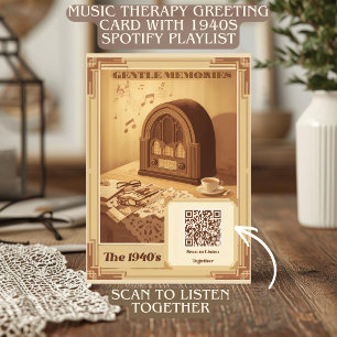 Tarjeta Festiva Código QR de Musicoterapia de la década de 1940 co