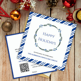 Tarjeta Festiva Código QR del logotipo corporativo de Wreath de Ro