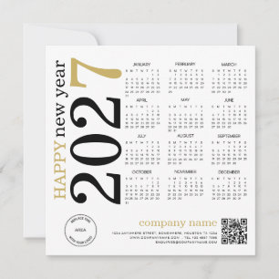 Tarjeta Festiva Código QR del logotipo del calendario 2027 Feliz A