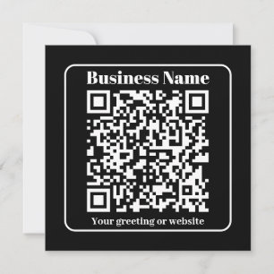 Tarjeta Festiva Código QR editable estilo retro moderno blanco y n