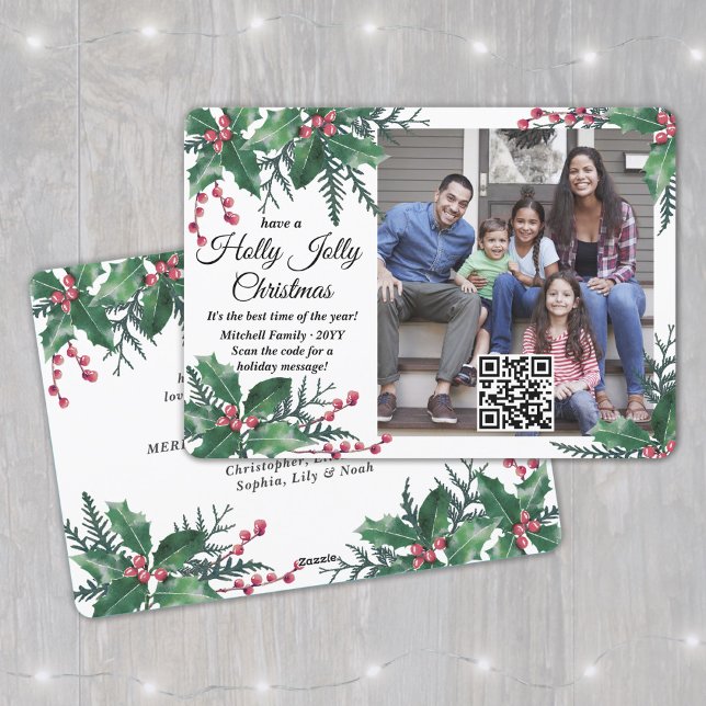 Tarjeta Festiva Código QR Holly Jolly Navidades Greenerenery 1 Fot (Subido por el creador)